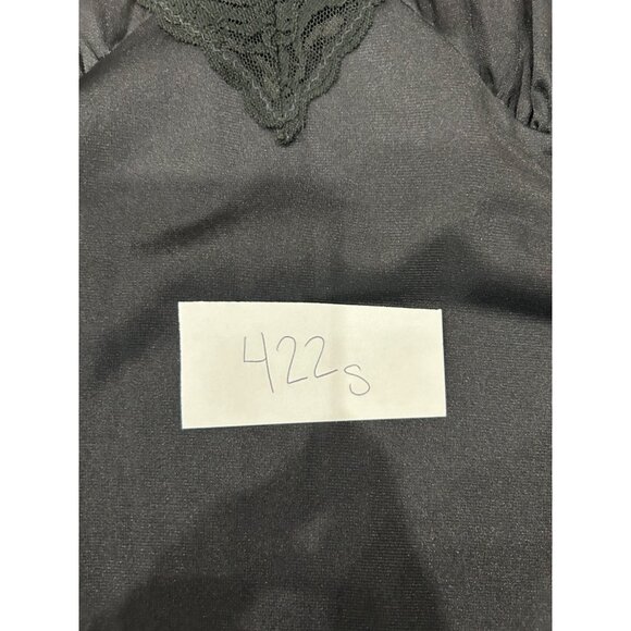 VINTAGE Spaghetti Strap Black Lace Trim Nylon Slip Dress SZ 36 - Picture 7 of 8